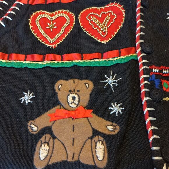Jacque & Koko Christmas Sweater Vest Womens 22/24 Beads Ugly Embroidered - Picture 3 of 9